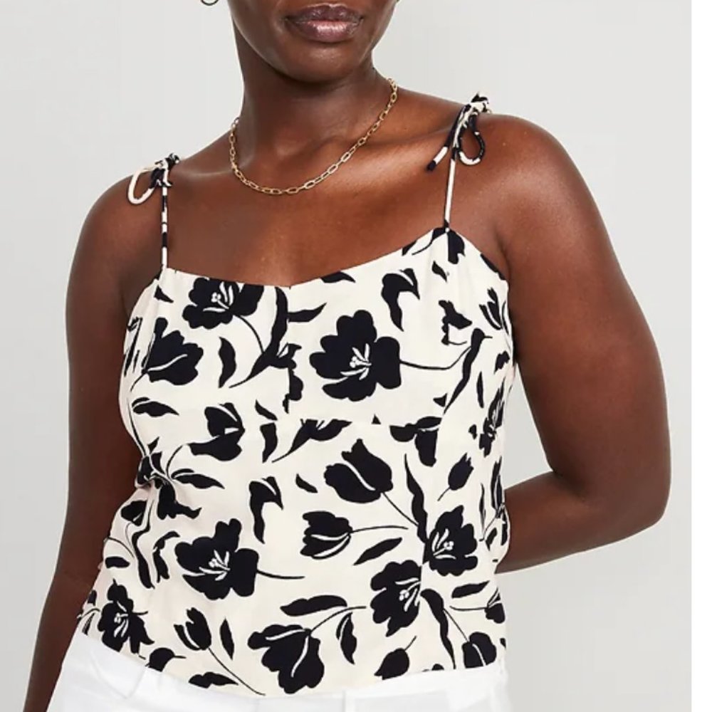 NWT Fitted Tie-Shoulder Floral Corset Cami Top for Women